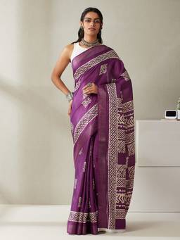 Garden VARELI - Women Purple Art Silk Batik Saree