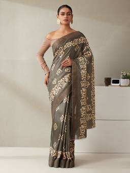 Garden VARELI - Women Olive Art Silk Batik Saree