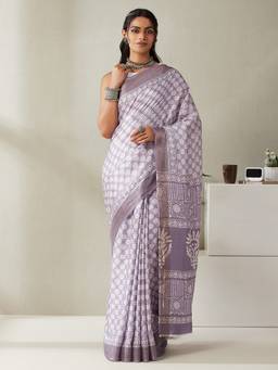 Garden VARELI - Women Lavender Art Silk Batik Saree
