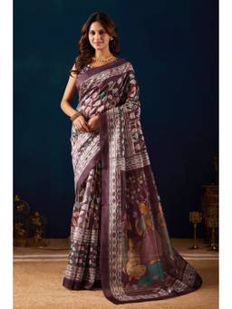 RACHNA - Wine Kalamkari Tussar Blend Festive Wear Ethnic Pre-Draped Saree