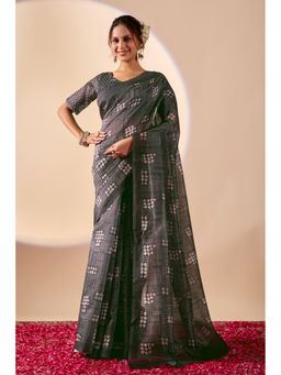 RACHNA - Black Digital Bandhani Print Cotton Silk Festive Ethnic Pre-Draped Saree