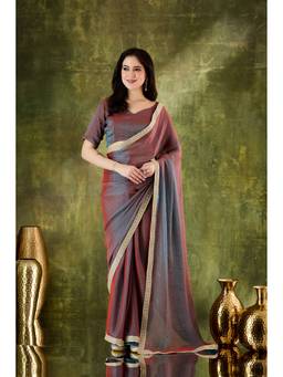 RACHNA - Brown Solid Silk Blend Ready To Wear Saree