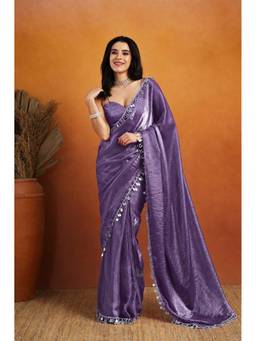 RACHNA - Lavender Solid Print Silk Tissue Ready To Wear Saree