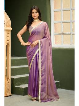 RACHNA - Purple Solid Silk Blend Ready To Wear Saree