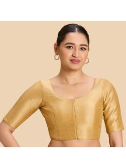 Studio Shringaar - Beige Women's Handloom Cotton Silk Readymade Saree Blouse