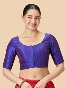 Studio Shringaar - Purple Women's Handloom Cotton Silk Readymade Saree Blouse