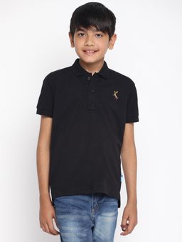 Lil Tomatoes - Boys Brand Logo Cotton Polo T-shirt Black