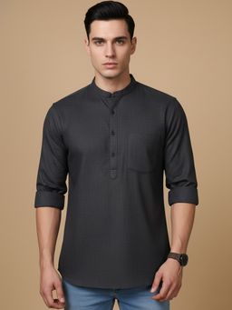 Jompers - Charcoal Casual Solid Short Kurta