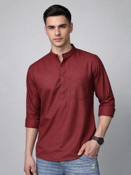 Jompers - Maroon Casual Solid Short Kurta