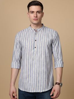 Jompers - Blue Cotton Blend Blue Striped Short Kurta