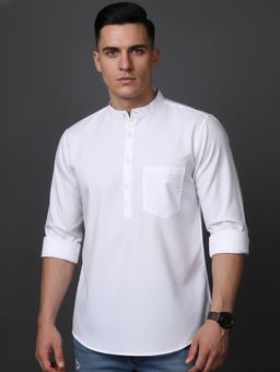 Jompers - White Casual Solid Short Kurta
