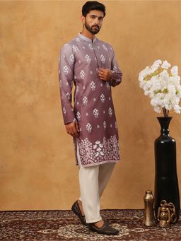 Jompers - Brown Printed Cotton Blend Kurta Pyjama Set