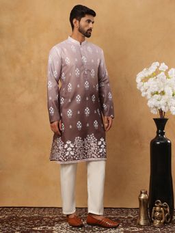 Jompers - Grey Printed Cotton Blend Kurta Pyjama Set