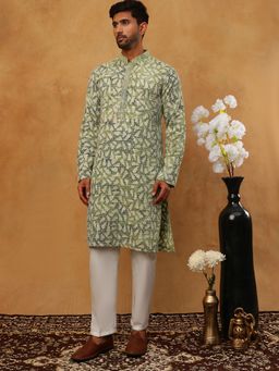 Jompers - Green Printed and Embroidered Kurta Pyjama Set