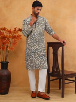 Jompers - Olive Printed and Embroidered Kurta Pyjama Set