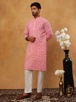 Jompers - Pink Printed and Embroidered Kurta Pyjama Set
