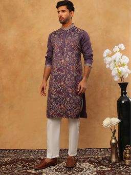 Jompers - Purple Premium Silk Blend Embroidered Kurta Pyjama