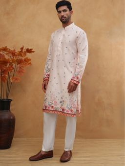 Jompers - Peach Cotton Blend Printed Straight Kurta Pyjama