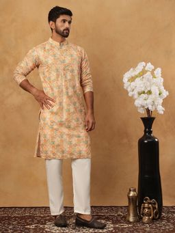Jompers - Yellow Festive Cotton Blend Printed Kurta Pyjama Set