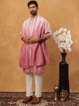 Jompers - Pink Embroidered Silk Blend Kurta Set with Dupatta
