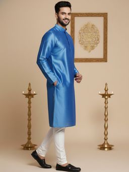 Jompers - Dupion Silk Blue Kurta with Churidar