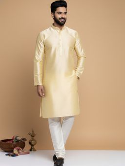 Jompers - Dupion Silk Gold Kurta with Churidar
