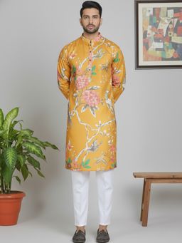 Jompers - Pure Cotton Straight Mustard Kurta with Pyjama