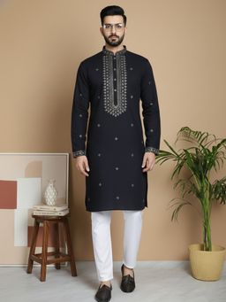 Jompers - Sequins Embroidered Black Kurta with Pyjama