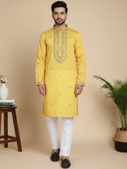 Jompers - Sequins Embroidered Yellow Kurta with Pyjama