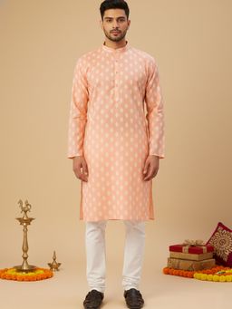 Jompers - Geometric Printed Peach Kurta with Pyjama