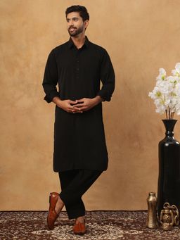 Jompers - Solid Pathani Black Kurta with Salwar