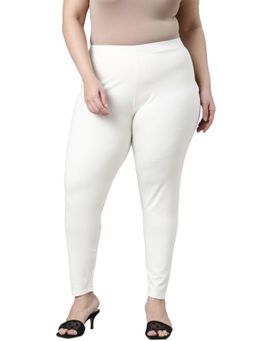 Go Colors - Women Solid White Mid Rise Premium Leggings