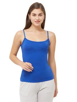 SOIE - Women Solid Cotton Spandex Camisole - Blue
