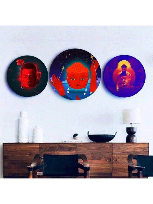 The Artment Buddha's Philosophy Canvas (matte Finish) Set Of 3 - Multi