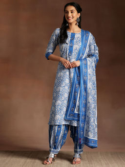 Libas - Women Blue Floral Kurta with Salwar and Dupatta (Set of 3)