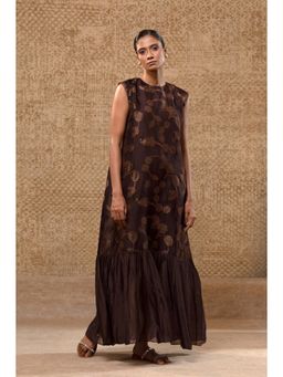 EEDA - Taral Brown Organza Applique Dress