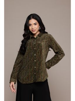 Aarke Ritu Kumar - Green Kirani Velvet Shirt