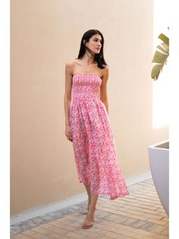 SAY - Pink Printed Midi Dress