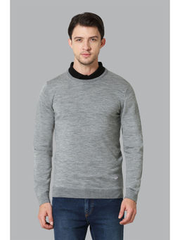 Van Heusen Innerwear - Van Heusen Men Athleisure Crew Neck & Full Sleeve Sweater - Grey