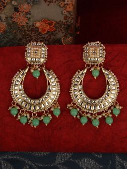 Anika's Creations - Tradtional Ethnic Partywear Gold Plated Stone And Pearl Earring