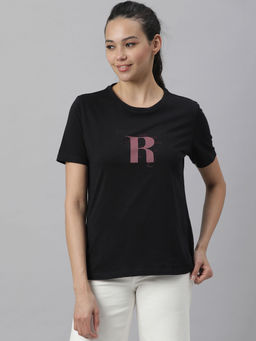 RAREISM - Black Embellished Sequined T-Shirt