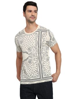 ColorPlus - Off White Regular Fit Half Sleeve T-Shirt