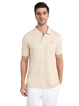 ColorPlus - Beige Collar Neck Half Sleeve Polo T-Shirt