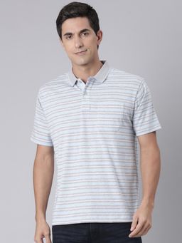 Classic Polo - Classic Multi-Color Neck Stripes Cotton Polo T-Shirt