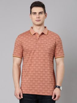 Classic Polo - Classic Rust Half Sleeve All Over Print Cotton Polo T-Shirt