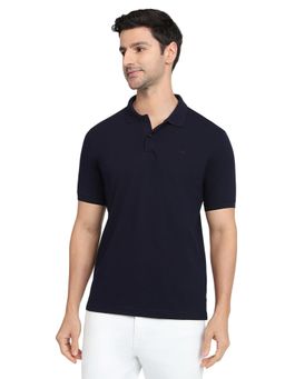 Park Avenue - Navy Blue Slim Fit Half Sleeve Polo T-Shirt