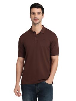 Park Avenue - Brown Slim Fit Half Sleeve Polo T-Shirt