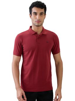 Park Avenue - Maroon Slim Fit Half Sleeve Polo T-Shirt
