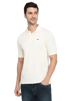 Park Avenue - Off White Slim Fit Half Sleeve Polo T-Shirt