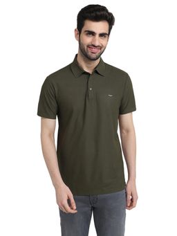 Park Avenue - Olive Slim Fit Half Sleeve Polo T-Shirt
